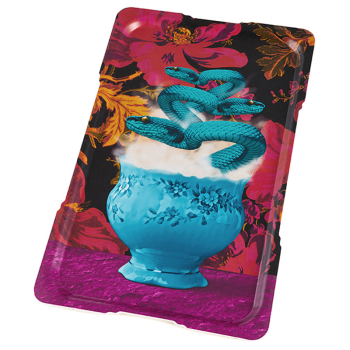 Preview: Gangzai rectangular Tray, Boabol paint Lacquer multicolor, side